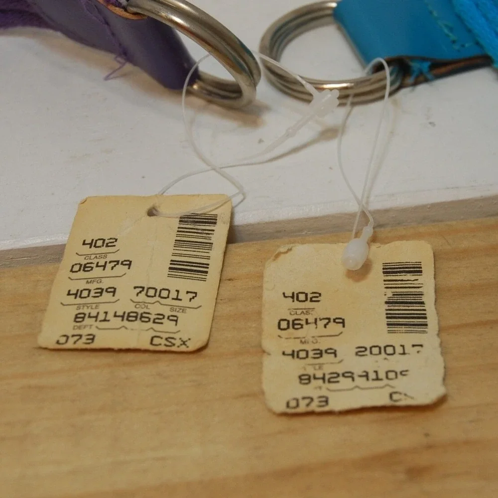 Vintage Lerner New York canvas webbing belts NWT set of two purple & blue size M